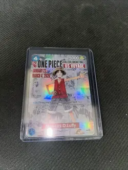 Bandai Namco One Piece Card Game Monkey.D.Luffy US Voyage Promo Holo P-055 - Image 1
