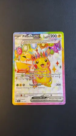 Pokemon Pikachu ex Sv08 Surging Sparks 219/191 Ultra Rare Full Art Holo Card - Image 1
