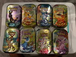 Pokemon Prismatic Evolutions EMPTY Mini Tins Costco (8) Complete Set Just Tins - Image 1