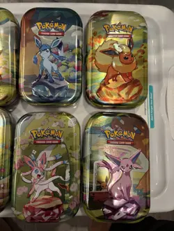 Pokemon Prismatic Evolutions EMPTY Mini Tins Costco (8) Complete Set Just Tins - Image 4