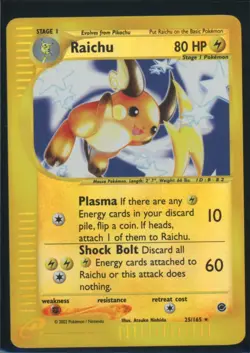 Pokemon EXPEDITION - #25/165 Raichu - Reverse Holo - ENG - Near Mint - Image 1