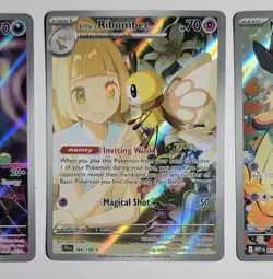 Pokemon Illustration Rare Lot Marnie's Morpeko, Lillie's Ribombee & Meloetta NM - Image 4