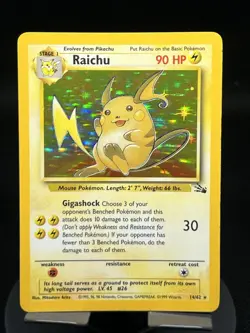 Pokemon TCG Raichu 14/62 Fossil Holo Rare HP+ - Image 1