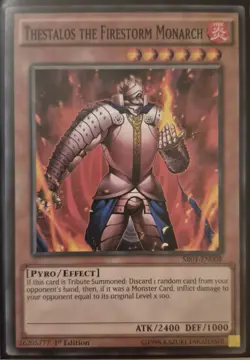 YuGiOh Thestalos the Firestorm Monarch SR01-EN008 - Image 1