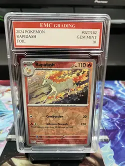 RAPIDASH 2024 HOLO FOIL #027/162 Pokemon RARE Card GRADED 10 MINT - Image 1