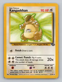 Kangaskhan 21/64 Non Holo Rare Pokemon TCG WOTC Unlimited Jungle Light Play LP - Image 1