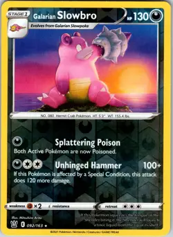 Galarian Slowbro 092/163 SWSH05: Battle Styles Pokemon TCG NM Reverse Holo - Image 1