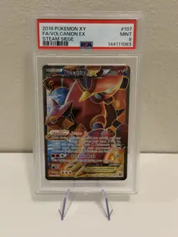 2016 POKEMON XY STEAM SIEGE #107 FULL ART/VOLCANION EX PSA 9 - Image 1