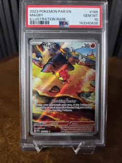 Pokemon Magby 186/182 SV04 Paradox Rift Illustration Rare Holo PSA 10 2023 - Image 1