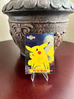 1999 Topps Pokemon Series 1 TV Animation TV2 #25 Pikachu Foil Blue Logo EXC - Image 1