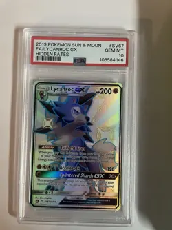 2019 Pokemon S&M: Hidden Fates Shiny Vault: Full Art Lycanroc GX #SV67 PSA 10 - Image 1