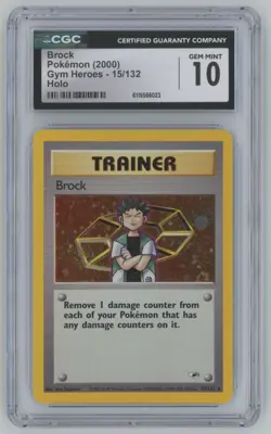 2000 Pokemon Gym Heroes Brock CGC 10 Rare Holo Trainer #15 A64 - Image 1