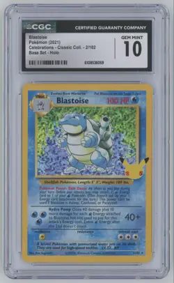 2021 Pokemon Base Set Classic Collection Blastoise CGC 10 Holo #2 A64 - Image 1