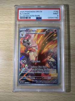 2025 POKEMON DRI EN-DESTINED RIVALS ILLUSTRATION RARE #192 BLAZIKEN PSA 9 - Image 1