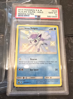Pokemon PSA 10 GEM MINT Alolan Vulpix Sv8/Sv94 Hidden Fates Holo - Image 1