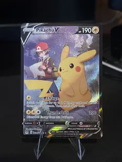 Pokemon TCG Pikachu v TG16/TG30 Lost Origin 2022 Full Art Holo Ultra Rare Card - Image 1