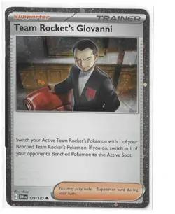 Team Rocket's Giovanni 174/182 Destined Rivals Cosmos Holo SWIRL Pokemon Card NM - Image 1