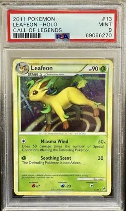Leafeon Holo 2011 Call of Legends Holo Foil Rare Pokemon Card 13/95 PSA 9 MINT - Image 1