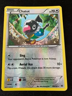 Pokemon Chatot 128/162 Reverse Holo Rare BREAKthrough Lightly Played - Image 1