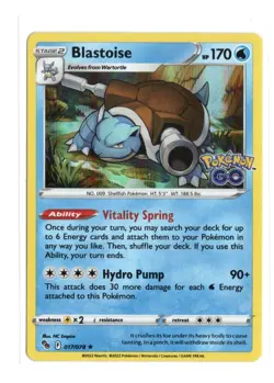 Blastoise 017/078 Pokemon Go Holo Rare Water TCG 2022 - Image 1