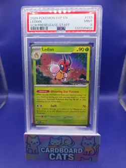 PSA 9 Ledian (Staff Stamped) #133 Pokemon Stellar Crown Prerelease Promo - Image 1