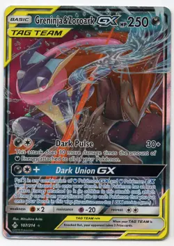 Pokemon: SM Unbroken Bonds *Foil* Greninja & Zoroark GX (107/214) Ultra Rare #1 - Image 1