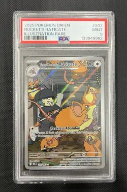 2025 Pokemon Destined Rivals Team Rocket's Raticate 202/182 PSA 9 Mint IR - Image 1