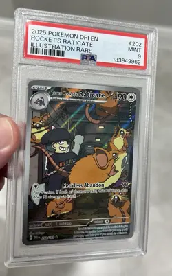 2025 Pokemon Destined Rivals Team Rocket's Raticate 202/182 PSA 9 Mint IR - Image 3