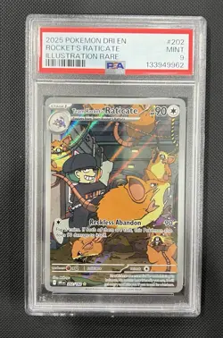 2025 Pokemon Destined Rivals Team Rocket's Raticate 202/182 PSA 9 Mint IR - Image 4