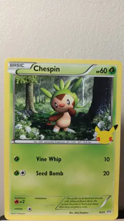 Chespin [LP] - Pokemon TCG Mcdonalds 25th Anniversary 6/25 [Non Holo Promo] - Image 1