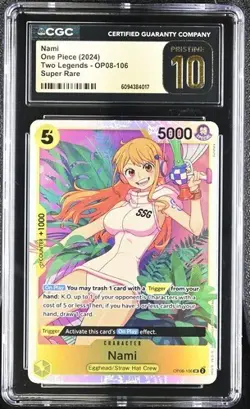 2024 ONE PIECE TWO LEGENDS SUPER RARE #OP08-106 NAMI CGC 10 PRISTINE - Image 1