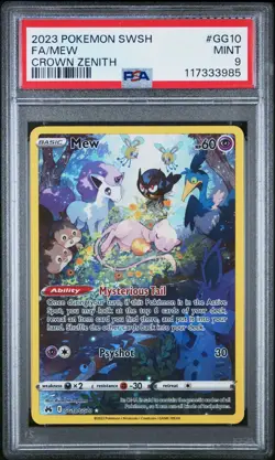 Pokemon PSA 9 MINT Mew GG10/GG70 Crown Zenith Galarian Gallery - Image 1