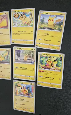 Bundle 7 Pokemon Cards Pikachu Different Years Expansion - Image 3