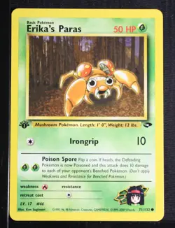 PSA 8 NEAR MINT-MINT 2000 Pokemon Gym Challenge #71 Erika's Paras 1st Edition !! - Image 3