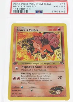 PSA 8 NEAR MINT MINT 2000 Pokemon Gym Challenge #37 Brock's Vulpix 1st Edition - Image 1