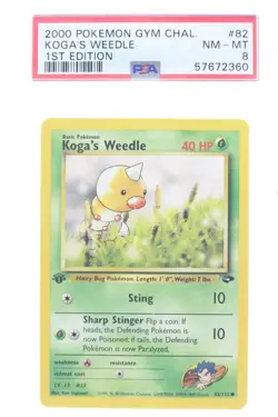 PSA 8 NEAR MINT MINT 2000 Pokemon Gym Challenge #82 Koga's Weedle 1st Edition !! - Image 1