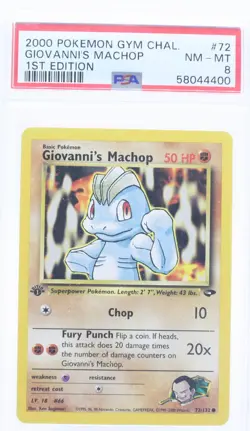 PSA 8 NM-MINT 2000 Pokemon Gym Challenge #72 Giovanni's Machop 1st Edition !!! - Image 1