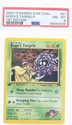 PSA 8 NEAR MINT MINT 2000 Pokemon Gym Challenge #81 Koga's Tangela 1st Edition ! - Image 1