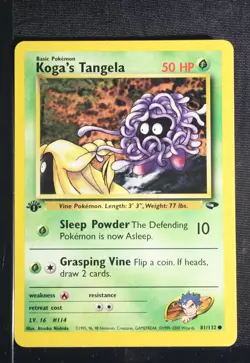 PSA 8 NEAR MINT MINT 2000 Pokemon Gym Challenge #81 Koga's Tangela 1st Edition ! - Image 3