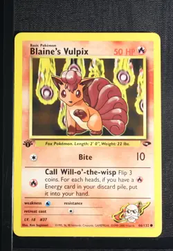 PSA 8 NEAR MINT MINT 2000 Pokemon Gym Challenge #66 Blaine's Vulpix 1st Edition - Image 3
