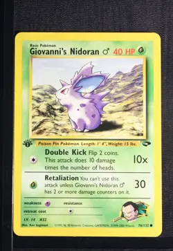 PSA 8 NEAR MINT MINT 2000 Pokemon Gym Challenge #76 Giovanni's Nidoran 1st Ed !! - Image 3