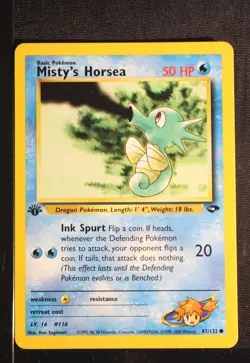 PSA 8 NEAR MINT MINT 2000 Pokemon Gym Challenge #87 Misty's Horsea 1st Edition ! - Image 3