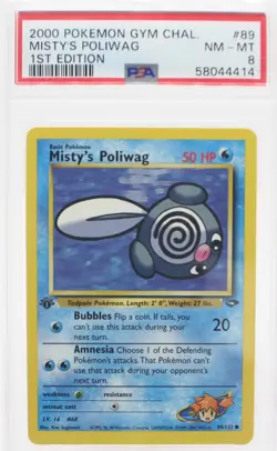 PSA 8 NM Mint 2000 Pokemon Gym Challenge #89 Misty's Poliwag 1st Edition !! - Image 1