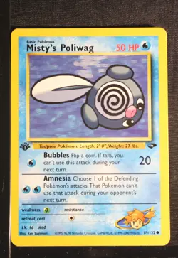 PSA 8 NM Mint 2000 Pokemon Gym Challenge #89 Misty's Poliwag 1st Edition !! - Image 3