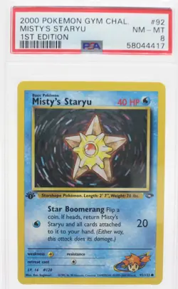 PSA 8 NEAR MINT MINT 2000 Pokemon Gym Challenge #92 Misty's Staryu 1st Ed !!! - Image 1