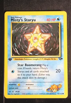 PSA 8 NEAR MINT MINT 2000 Pokemon Gym Challenge #92 Misty's Staryu 1st Ed !!! - Image 3