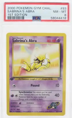PSA 8 NEAR MINT MINT2000 Pokemon Gym Challenge #93 Sabrina's Abra 1st Edition !! - Image 1