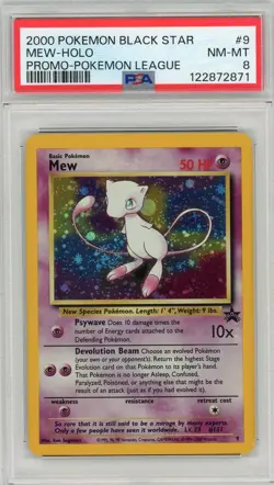 2000 POKEMON PROMO BLACK STAR POKEMON LEAGUE #9 MEW-HOLO PSA 8 - Image 1