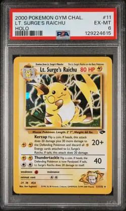 Lt. Surge'S Raichu Pokemon Gym Challenge 11 NM PSA 6 - Image 1