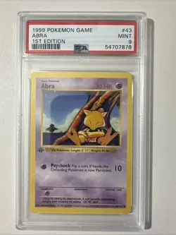 Pokemon PSA 9 1st Edition Abra 043/102 Base Set (Shadowless) - Image 1